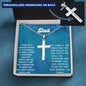 Personalized Cross Ball Chain Necklace with a polished stainless-steel finish and in a two-tone box angle 2
