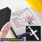 Personalized Cross on Snake Chain in soft box with lid off in hands