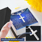 personalized cross snake chain necklace in a 2-tone box with a greeting for dad angle 4