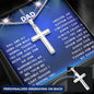 personalized cross snake chain necklace in a 2-tone box with a greeting for dad angle 3