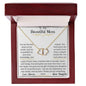 a everlasting love necklace in a mahogany box up close