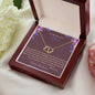 everlasting love necklace in mahogany box angled right