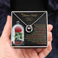 lucky in love necklace in soft box in model's hand