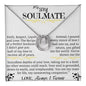 a lucky in love necklace up close.