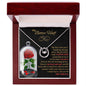 lucky in love necklace in luxury box up close