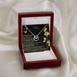 lucky in love necklace in mahogany box