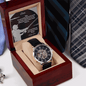 openwork watch in a mahogany gift box in a box of ties