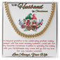 yellow gold Cuban link chain in soft box up close