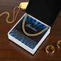 Cuban Chain Necklace in yellow gold finish and in a two-tone box angle 3