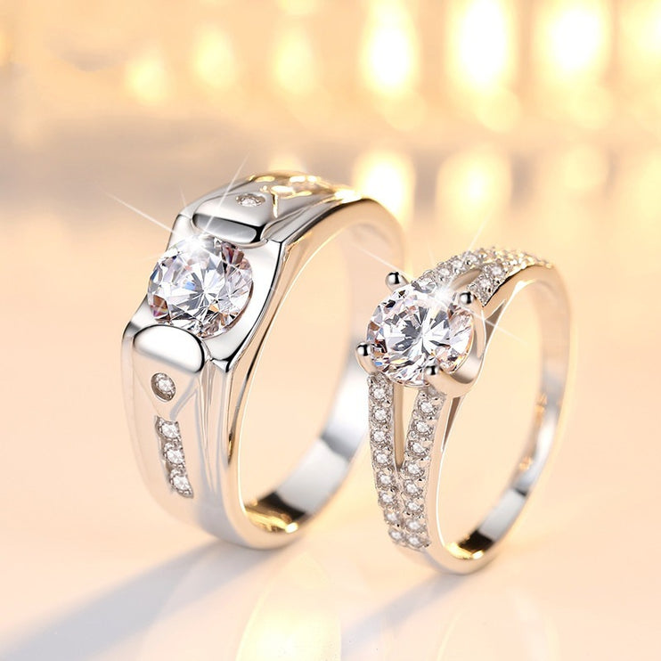 Diamond Romantic Couple Rings Men'