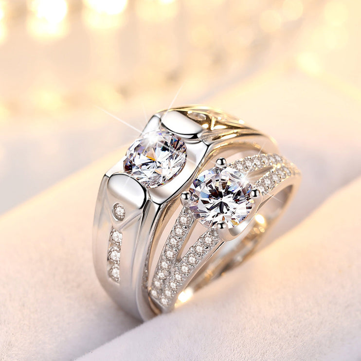 Diamond Romantic Couple Rings Men'