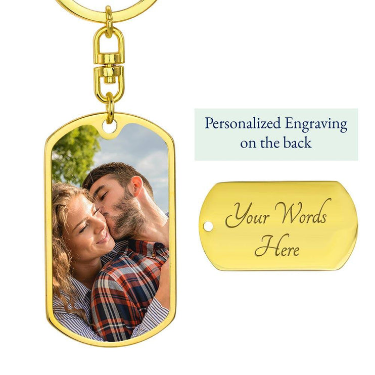 18k gold photo dog tag keychain no box