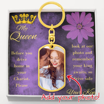 photo upload personalized dog tag swivel keychain for wife in standard box in polished steel