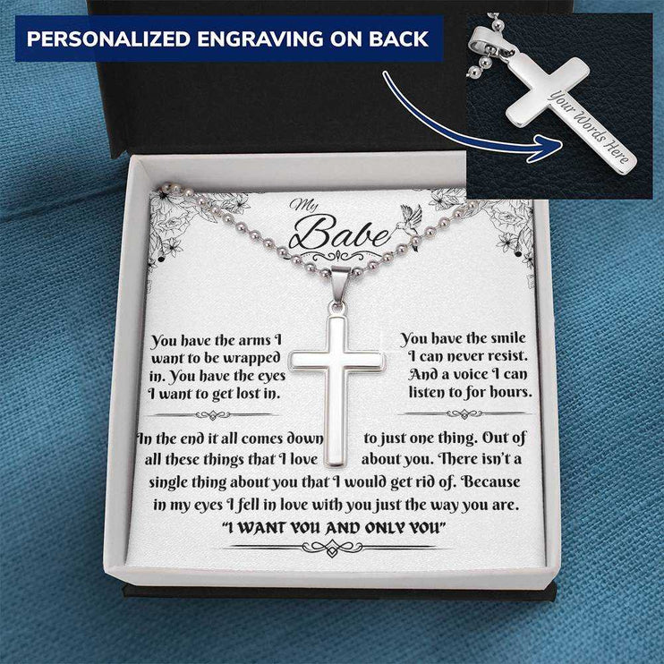 Personalized Cross on Ball Chain in soft box