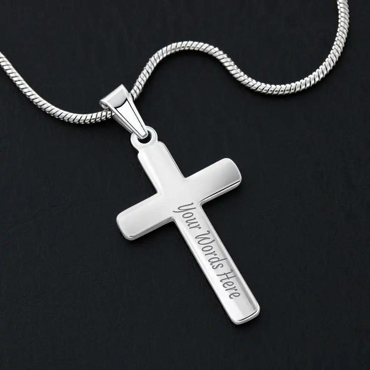 Cross Necklace Personalized on Snake Chain for DAUGHTER from DAD