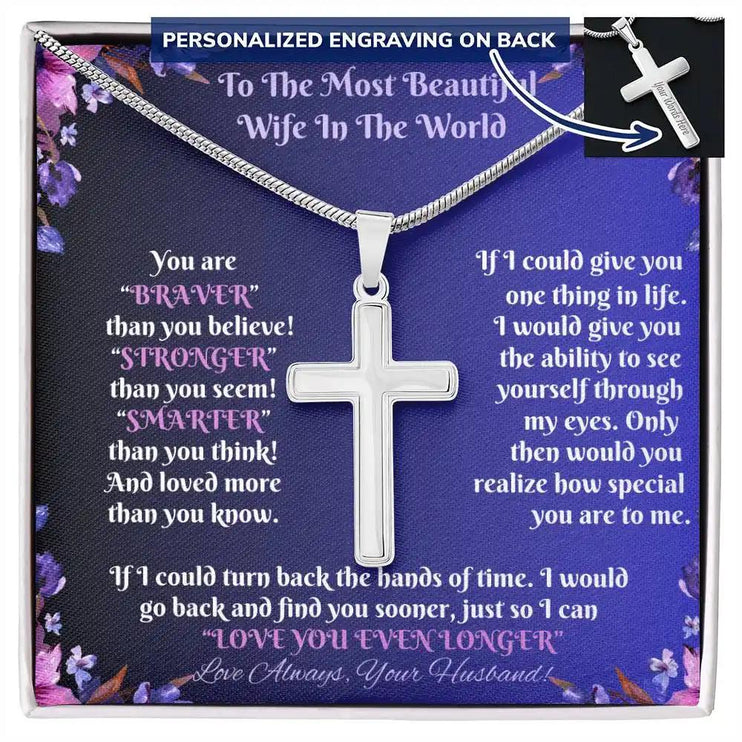 cross necklace personalized in two-tone box