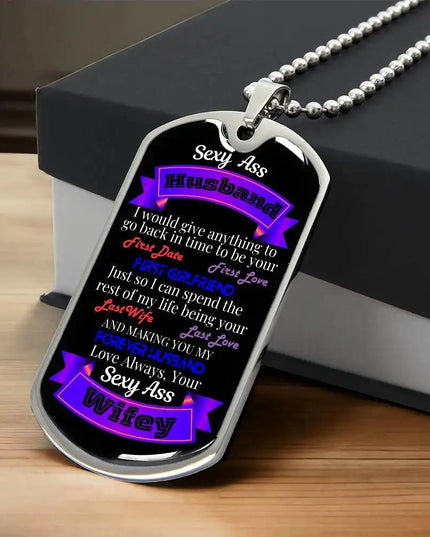 stainless-steel graphic dog tag chain