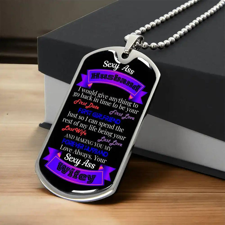 stainless-steel graphic dog tag chain