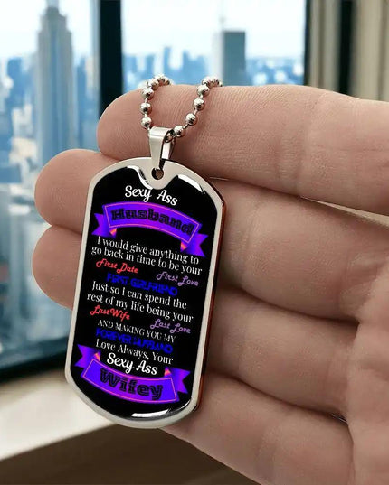 stainless-steel graphic dog tag chain