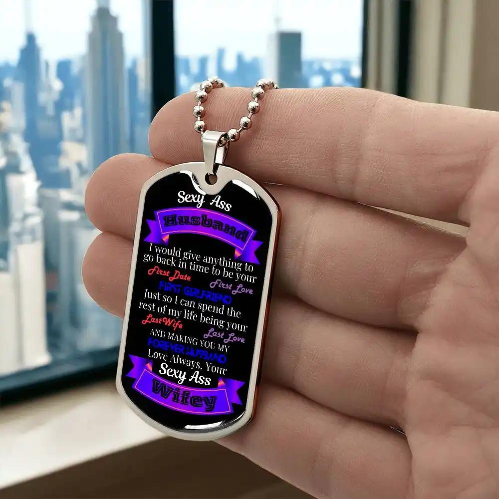 stainless-steel graphic dog tag chain