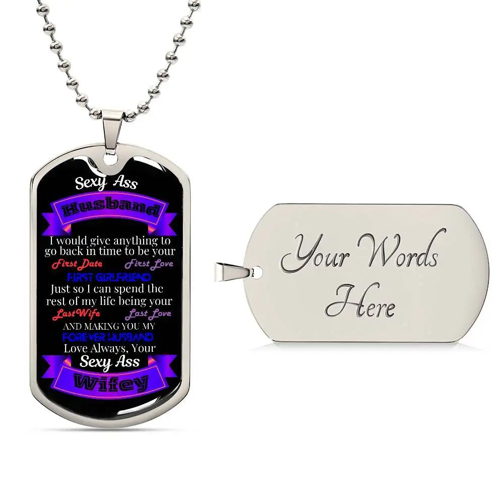 stainless-steel graphic dog tag chain