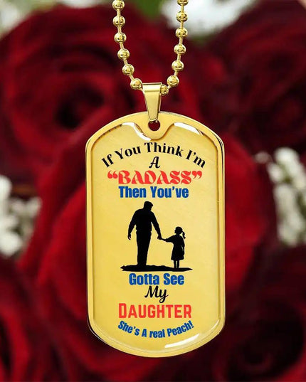 Graphic Dog Tag Chain yellow gold.