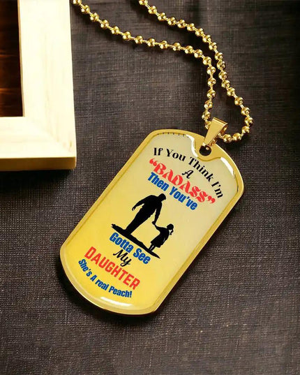 Graphic Dog Tag Chain yellow gold.