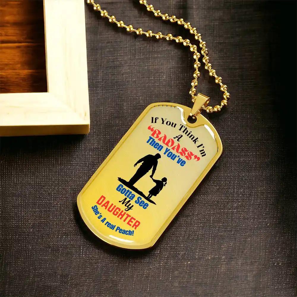 Graphic Dog Tag Chain yellow gold.