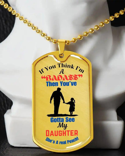Graphic Dog Tag Chain yellow gold.