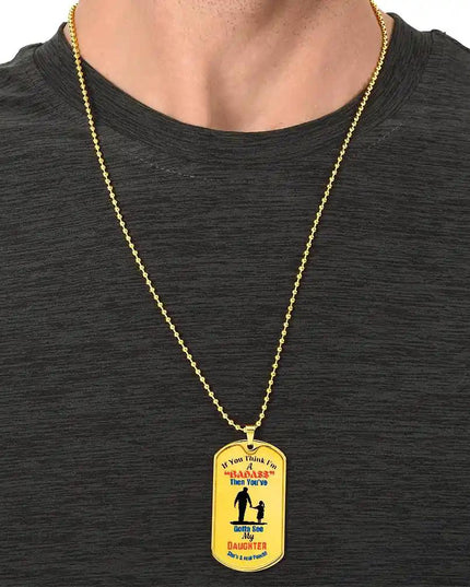 Graphic Dog Tag Chain yellow gold.