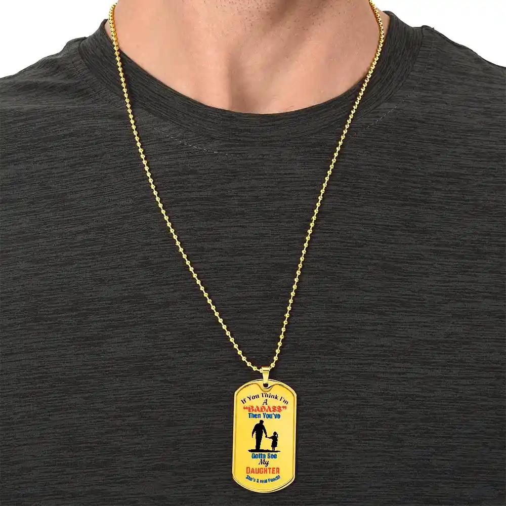 Graphic Dog Tag Chain yellow gold.