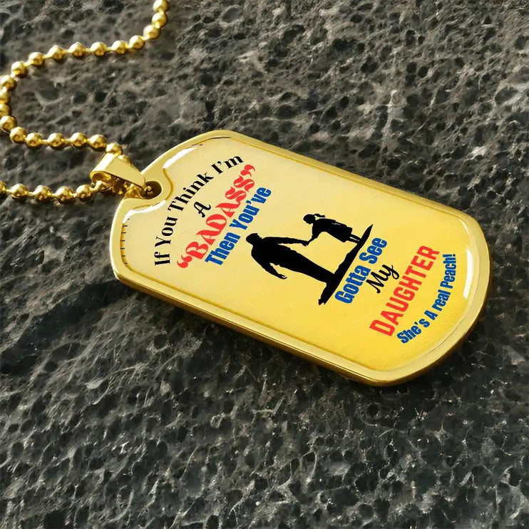Graphic Dog Tag Chain yellow gold.