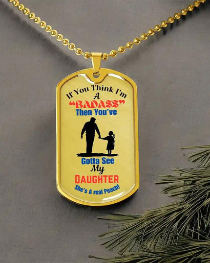 Graphic Dog Tag Chain yellow gold.
