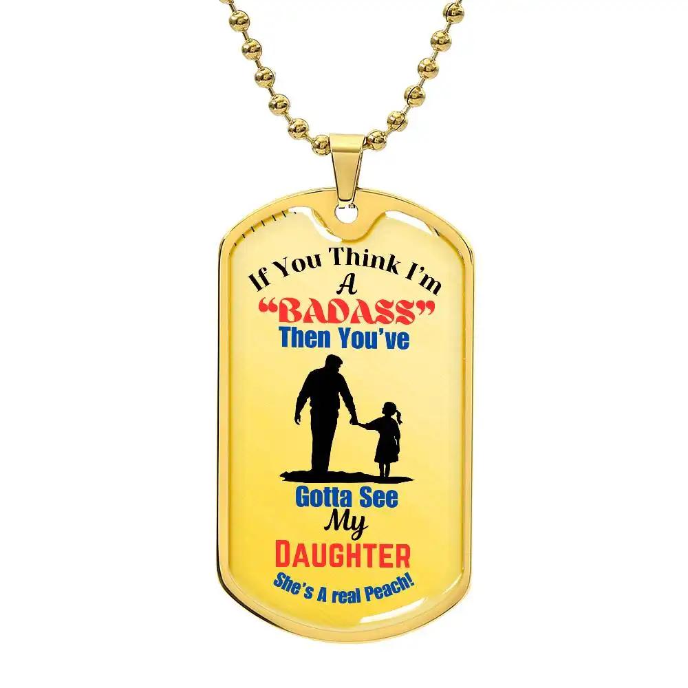 Graphic Dog Tag Chain yellow gold.