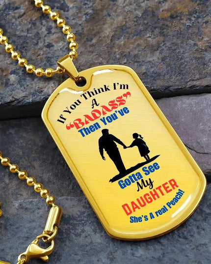 Graphic Dog Tag Chain yellow gold.