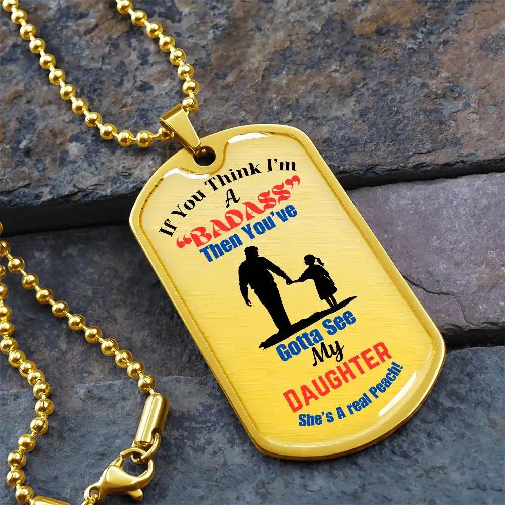 Graphic Dog Tag Chain yellow gold.