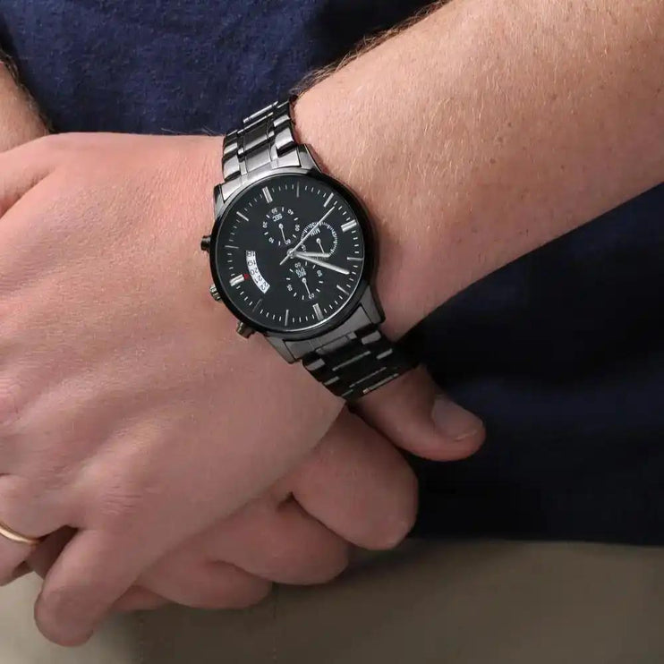 Engraved Chronograph Watch.
