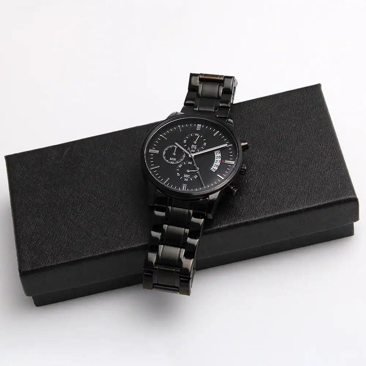 Engraved Chronograph Watch on two-tone box