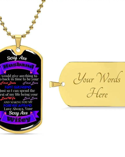 yellow gold graphic dog tag chain