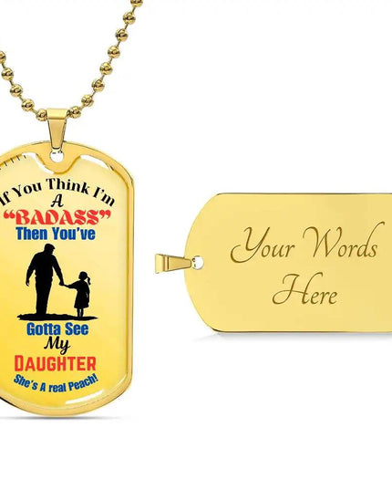 Graphic Dog Tag Chain yellow gold.
