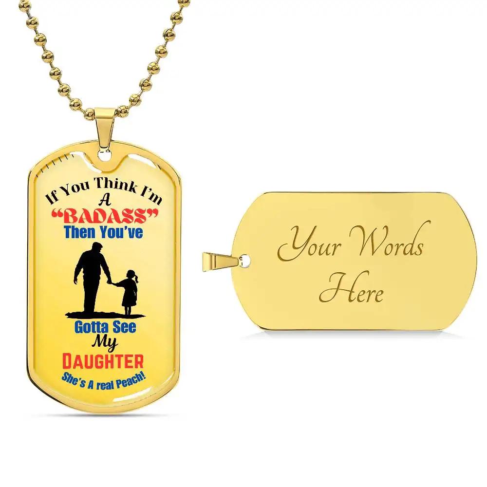 Graphic Dog Tag Chain yellow gold.