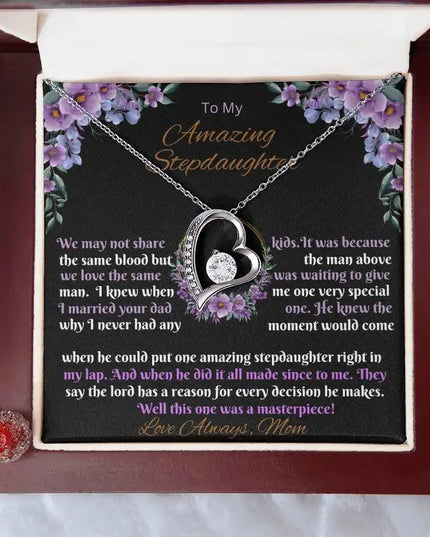 white gold forever love necklace in a mahogany box