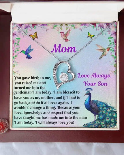 white gold forever love necklace in mahogany box