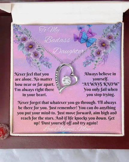 white gold forever love necklace in two-tone box