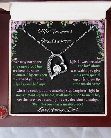 white gold forever love necklace in mahogany box