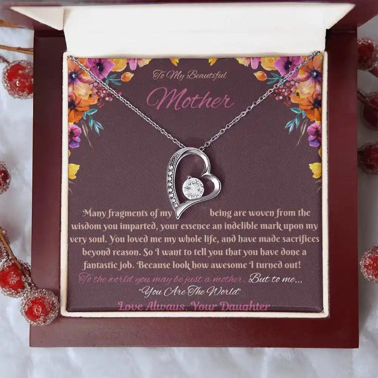 white gold forever love necklace in mahogany box