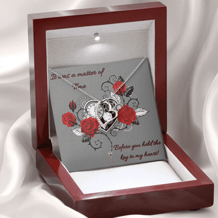 forever love necklace in a soft box