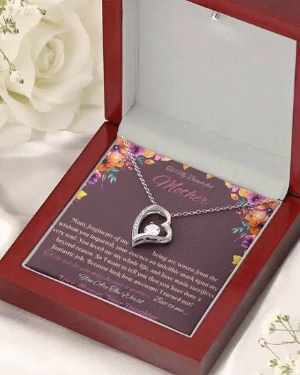 white gold forever love necklace in mahogany box