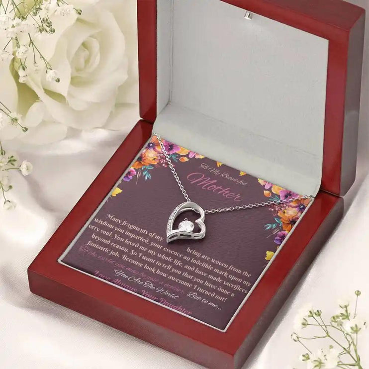 white gold forever love necklace in mahogany box