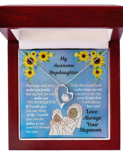 Forever Love Necklace white gold mahogany box 